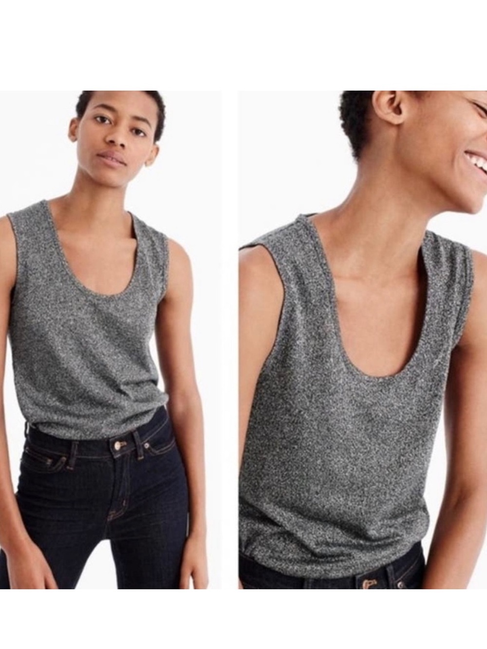 J. Crew NWT Lightweight Metallic Tank Top Scoop Neck Sz S